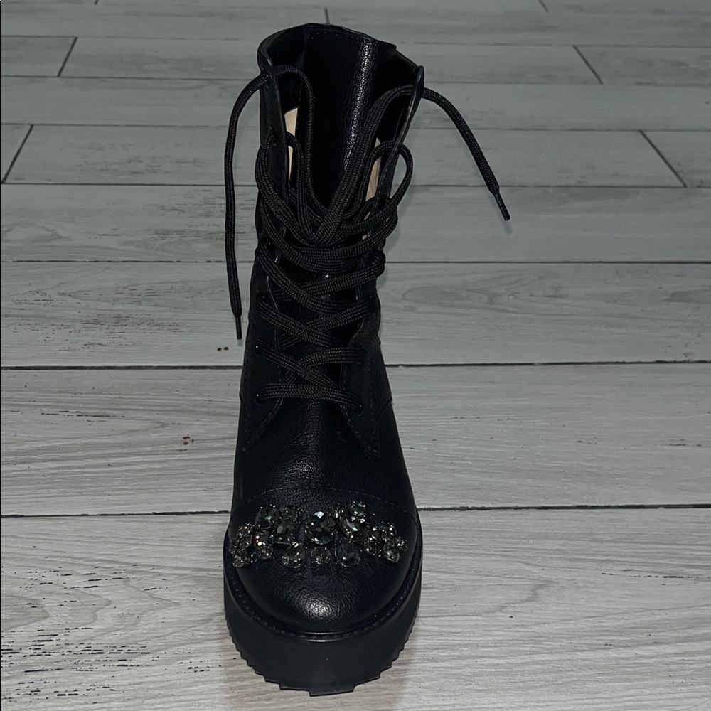Jimmy Choo Black Embellished Combat Boots